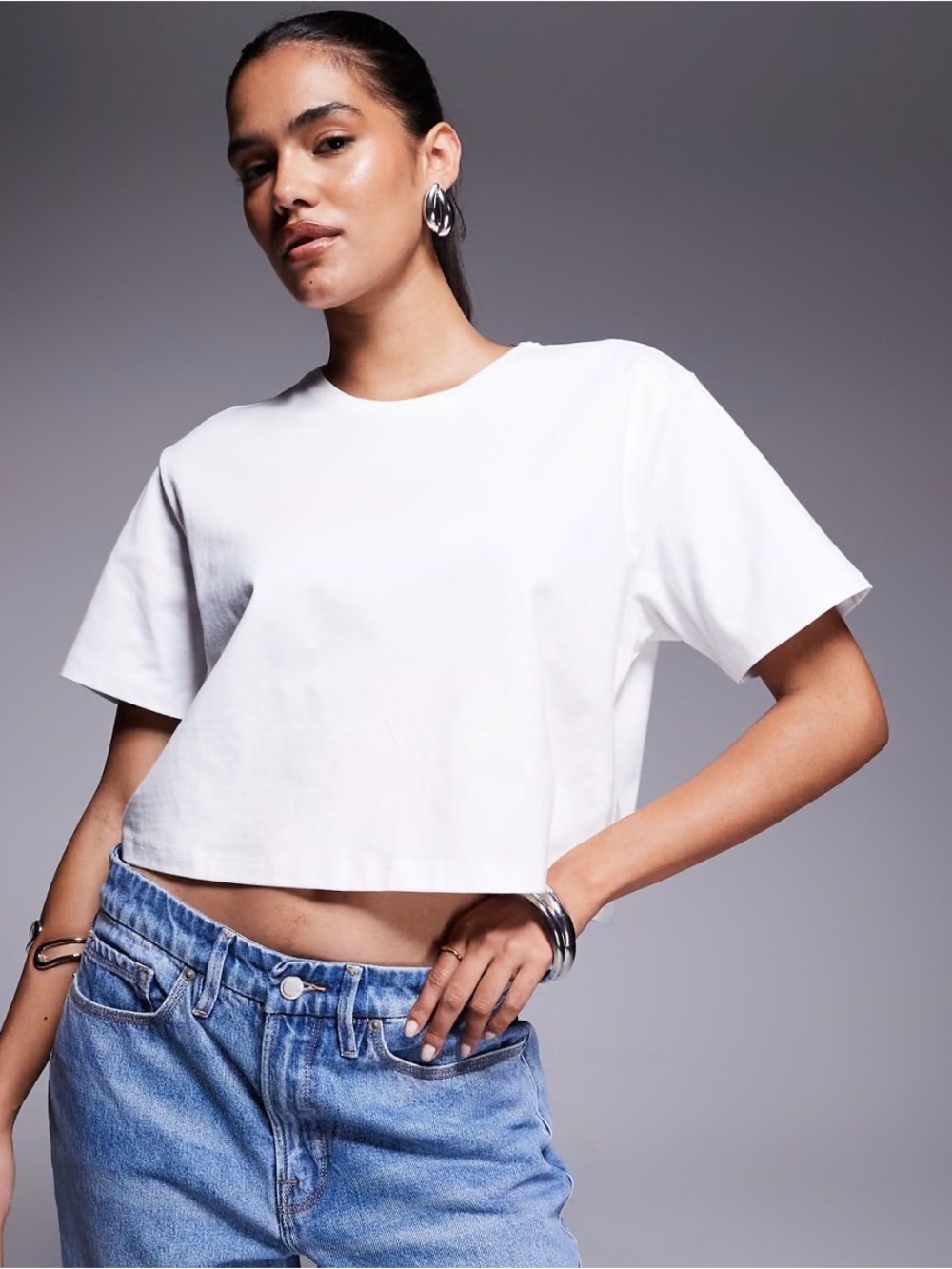 NWOT Good American Cotton Cropped Tee